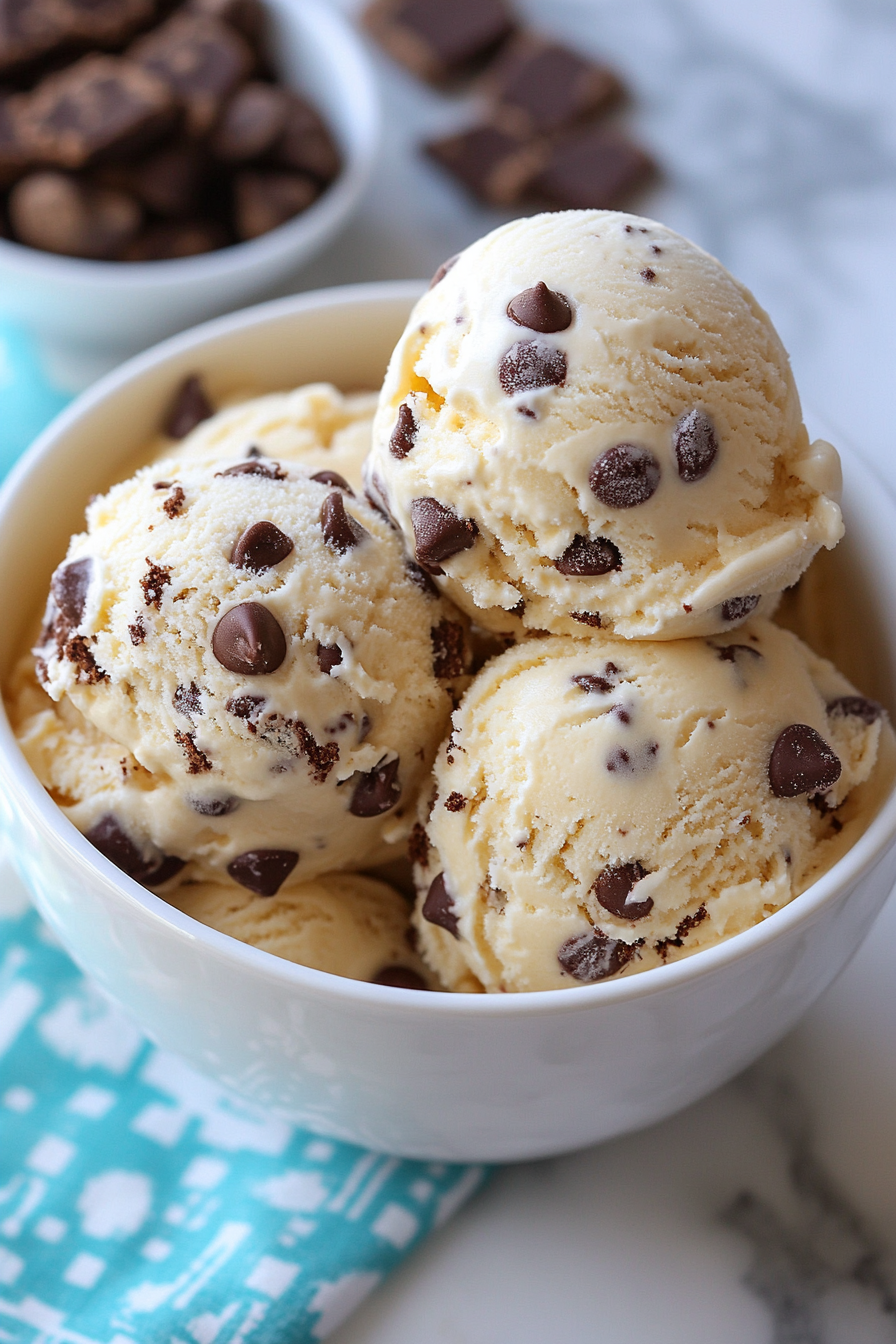 Chocolate Chip Cookie Dough Ice Cream Final Dish Presentation