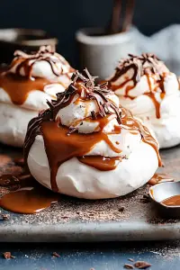 Chocolate Salted Caramel Pavlova