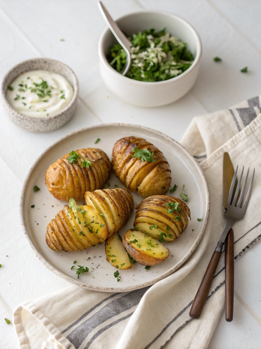 Hasselback Potatoes Recipe serving suggestion