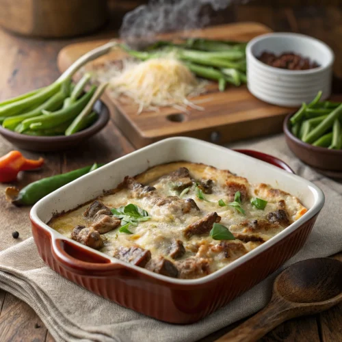 Low Carb Philly Cheesesteak Casserole