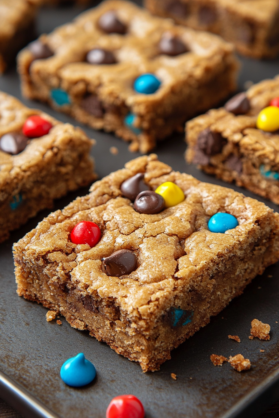 Monster Cookie Bars Final Dish Presentation