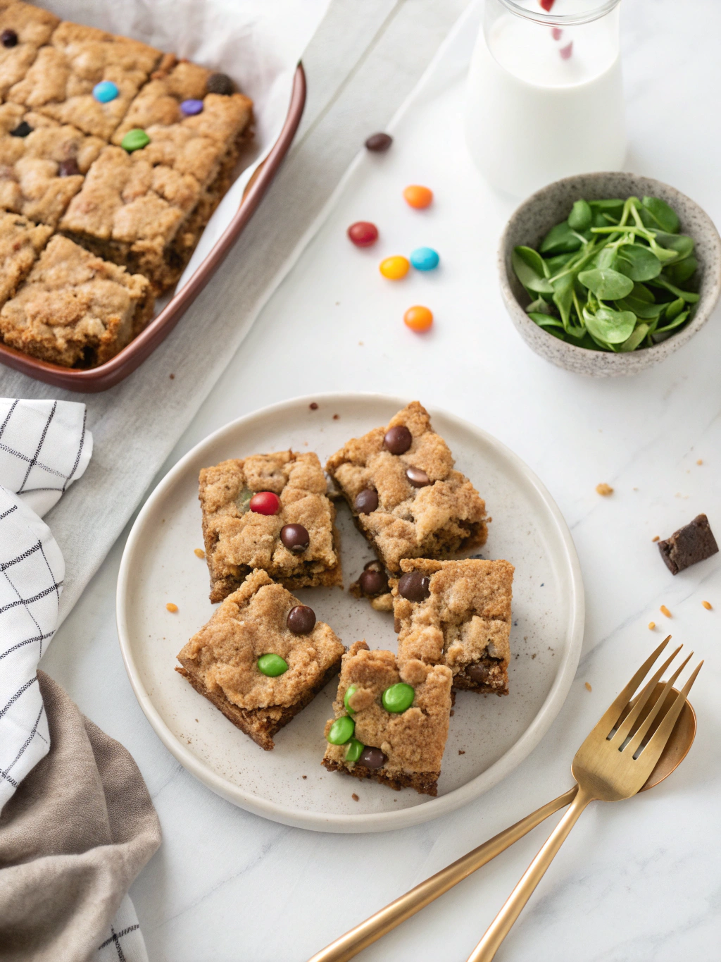 Monster Cookie Bars serving suggestion