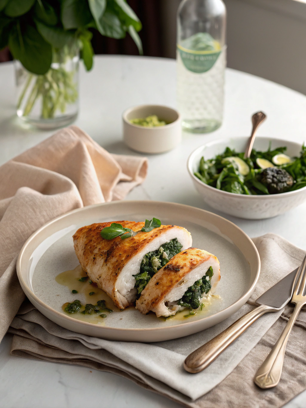 Spinach Stuffed Chicken Breasts - a healthy low carb dinner option! serving suggestion