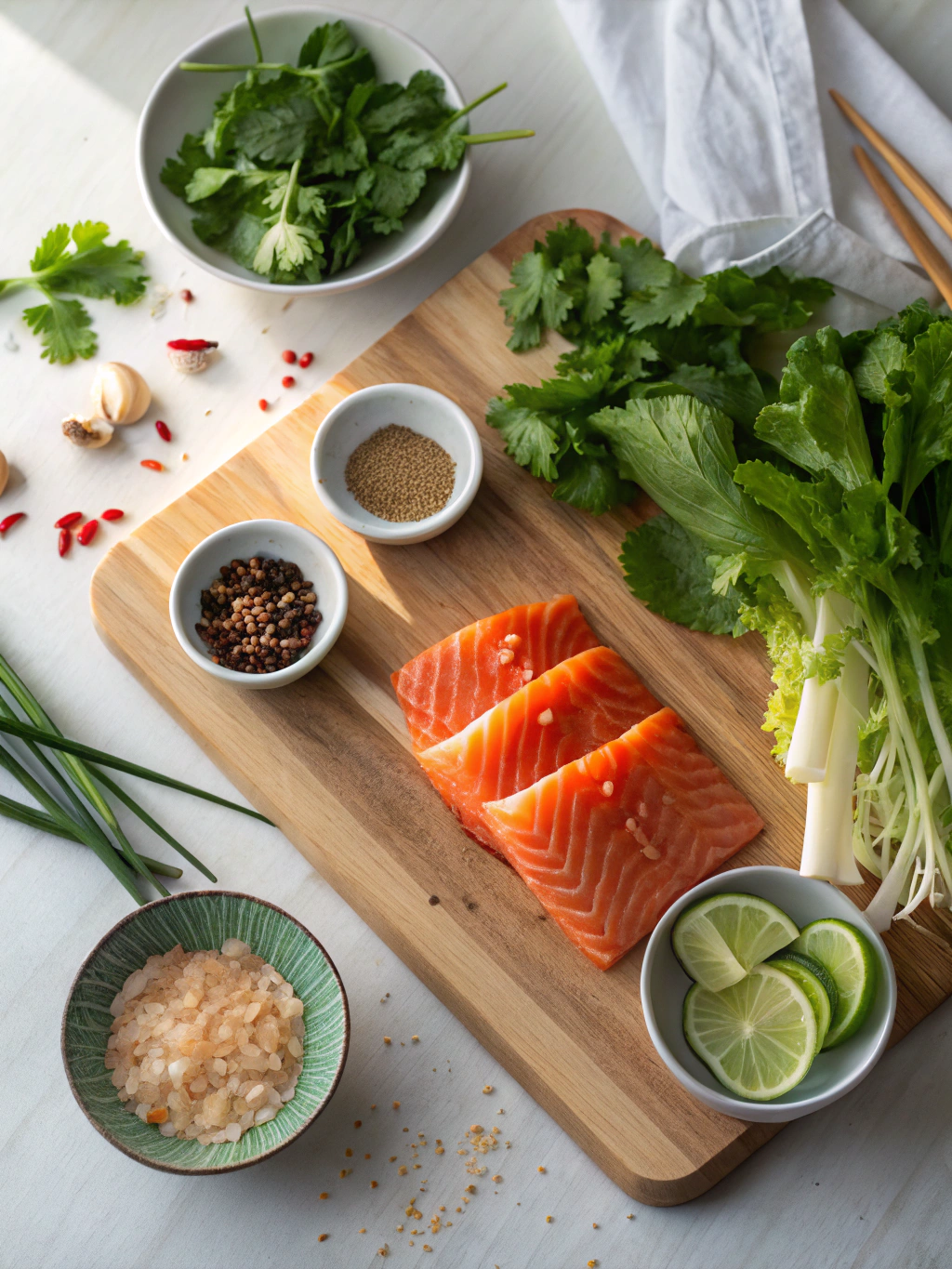 Asian Salmon Salad ingredients