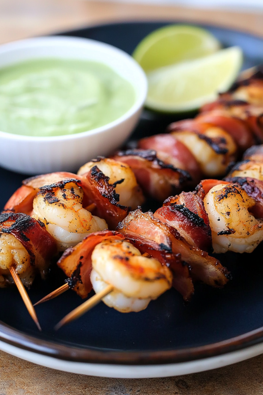 Bacon-Wrapped Shrimp Kabobs Final Dish Presentation