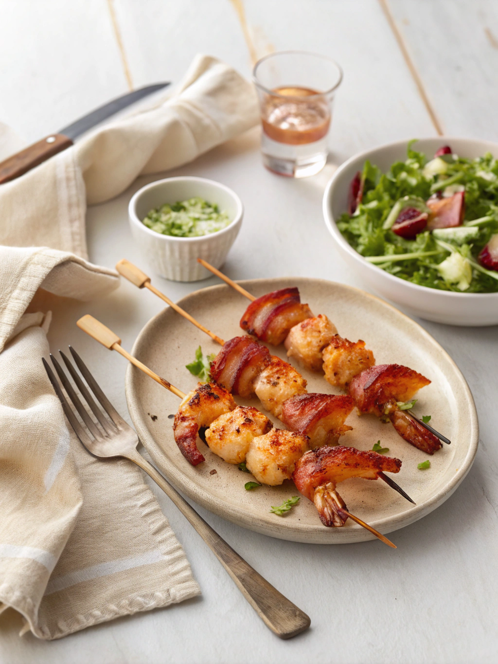 Bacon-Wrapped Shrimp Kabobs serving suggestion