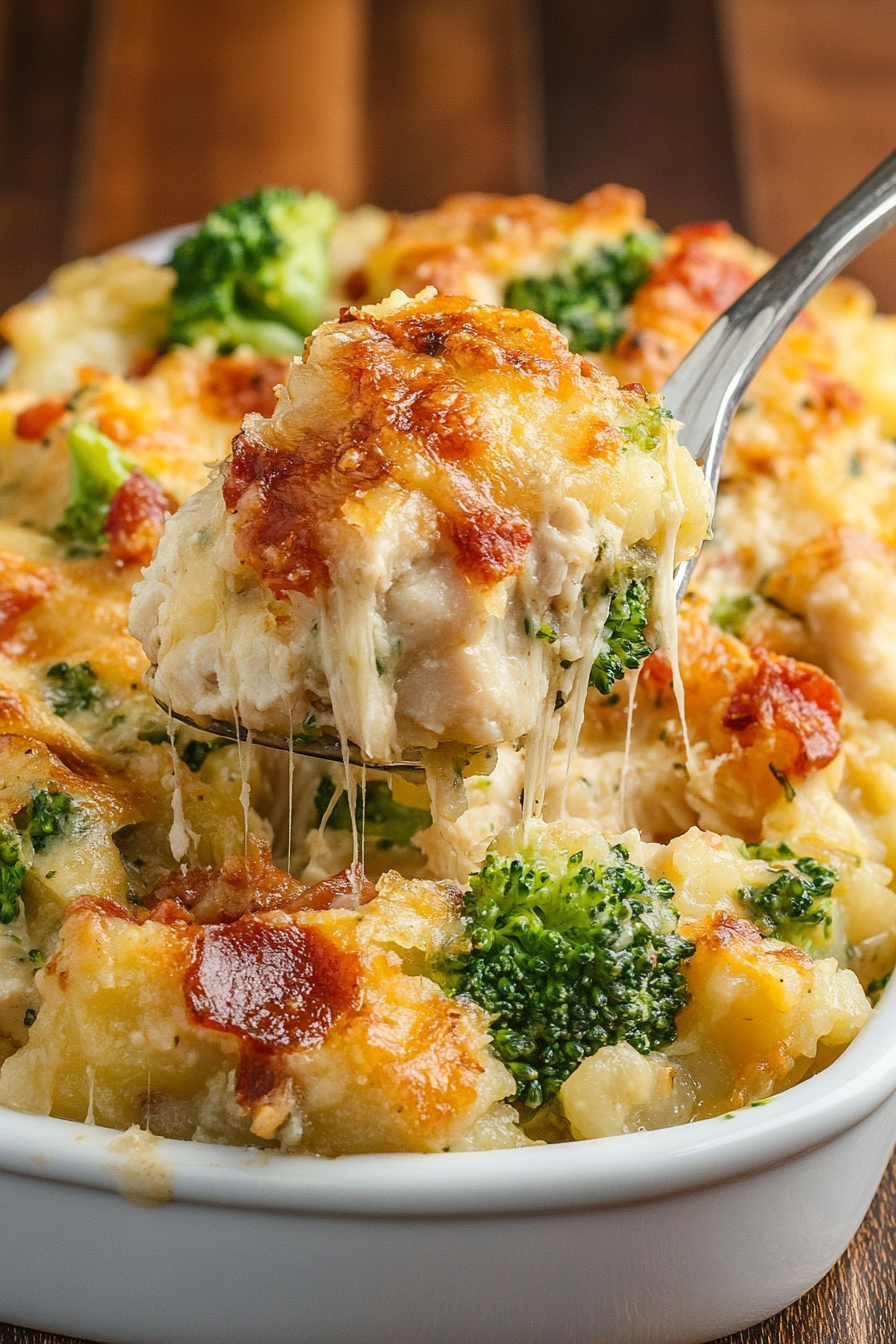 Baked Potato Chicken Broccoli Final Dish Presentation