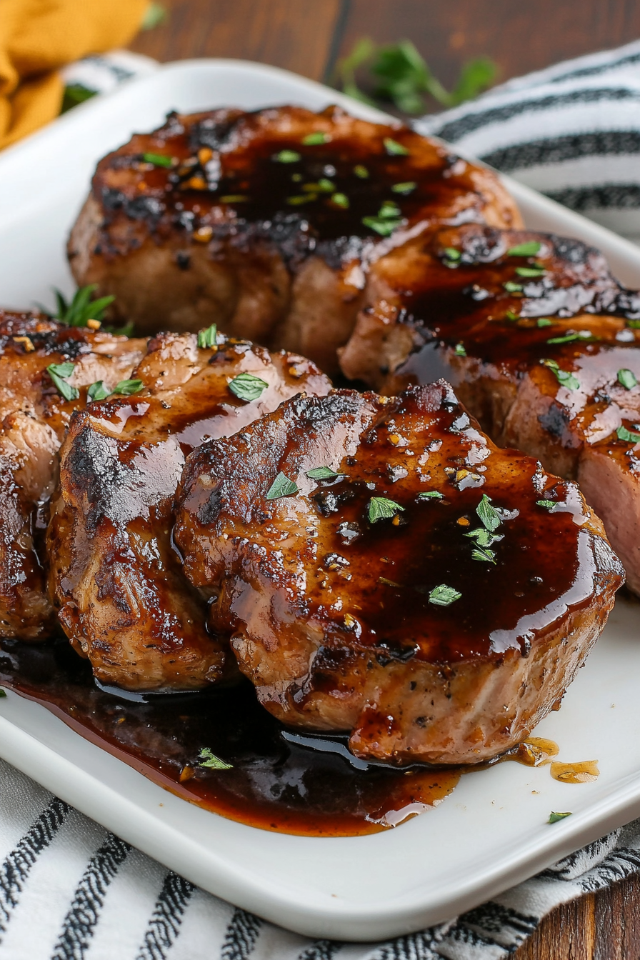 Balsamic Dijon Pork Chops Final Dish Presentation