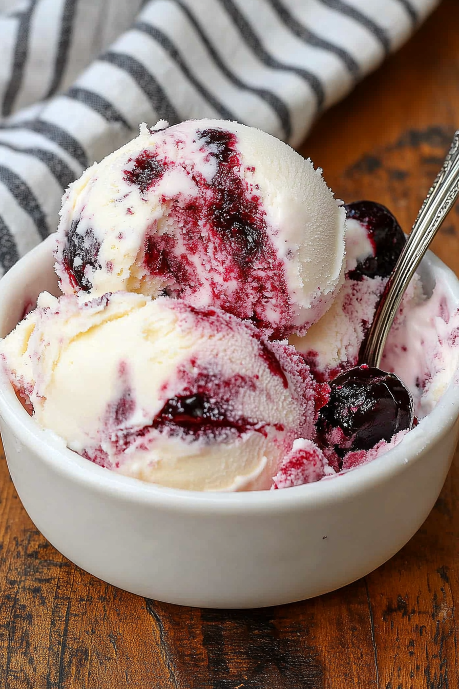 Black Cherry Ice Cream Final Dish Presentation