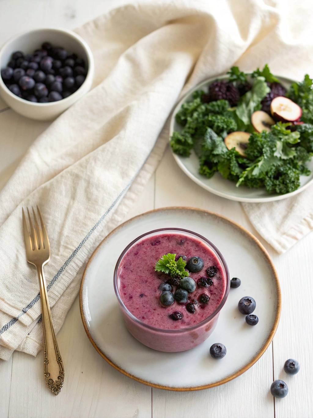 Blueberry Banana Kale Smoothie serving suggestion