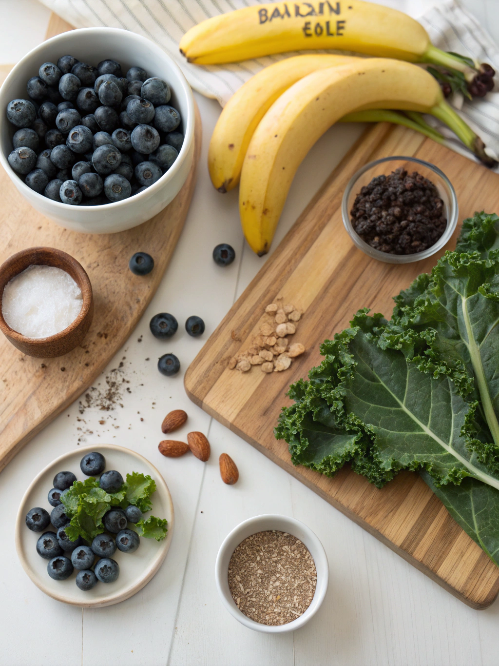 Blueberry Banana Kale Smoothie ingredients