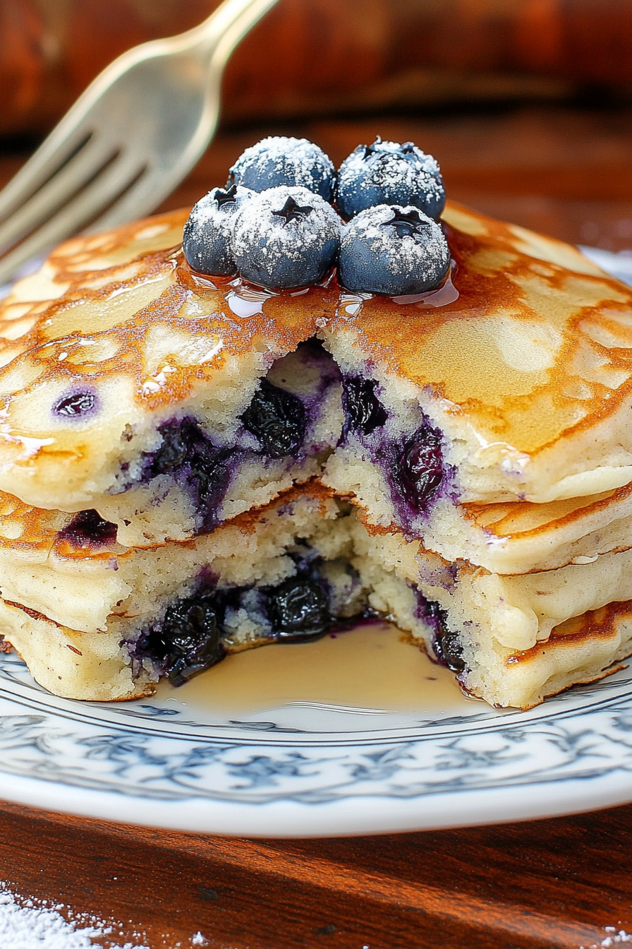 Blueberry Buttermilk Pancakes Final Dish Presentation