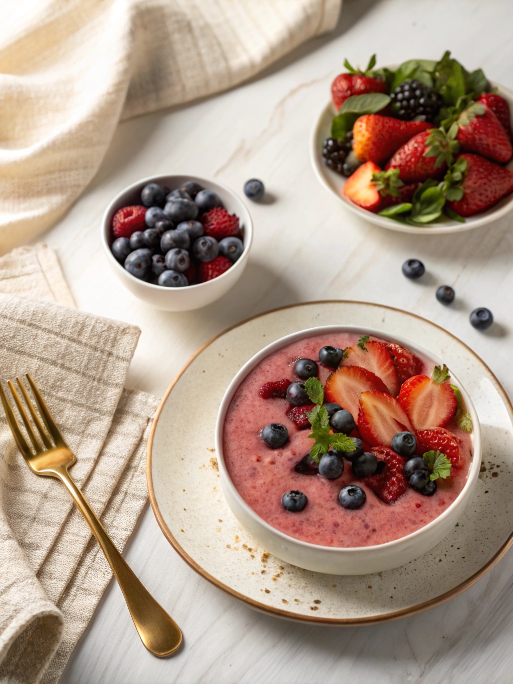Blueberry Strawberry Smoothie serving suggestion