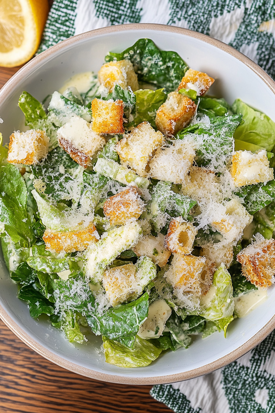 Caesar Salad Recipe Final Dish Presentation