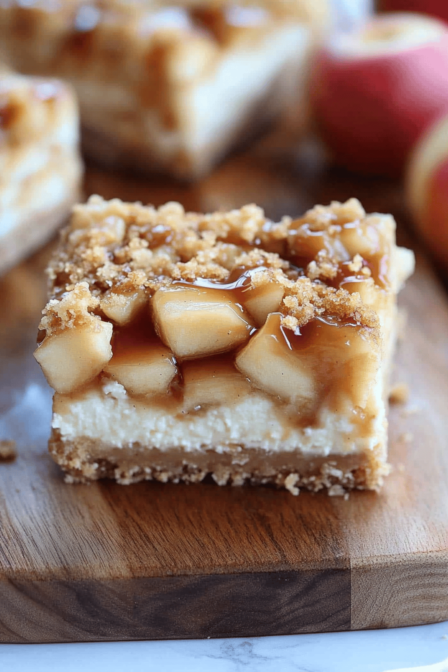 Caramel Apple Cheesecake Bars Final Dish Presentation