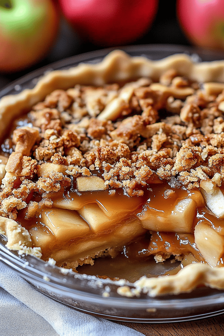 Caramel Apple Crumble Pie Final Dish Presentation