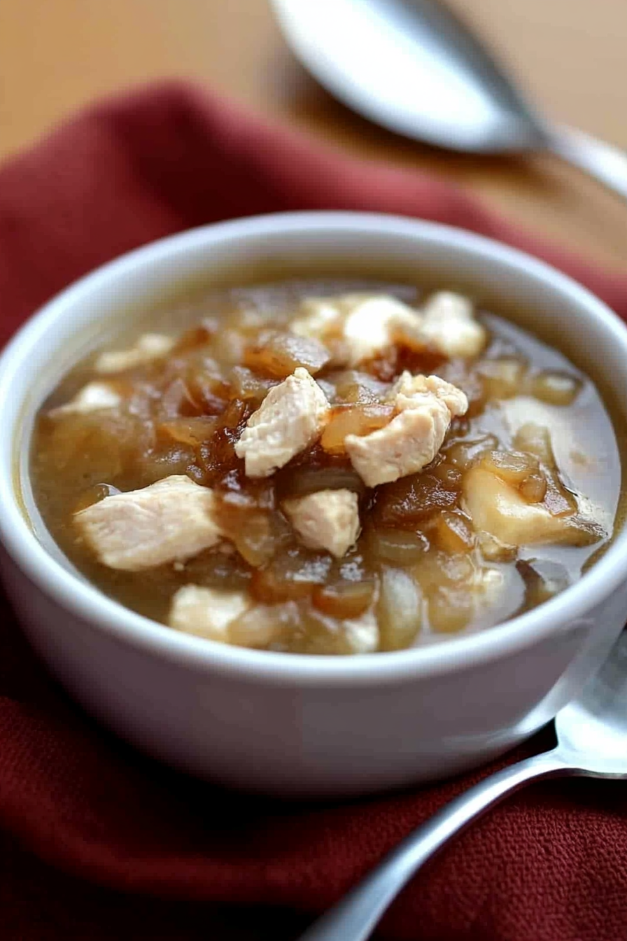 Caramelized Onion Chicken Soup Final Dish Presentation