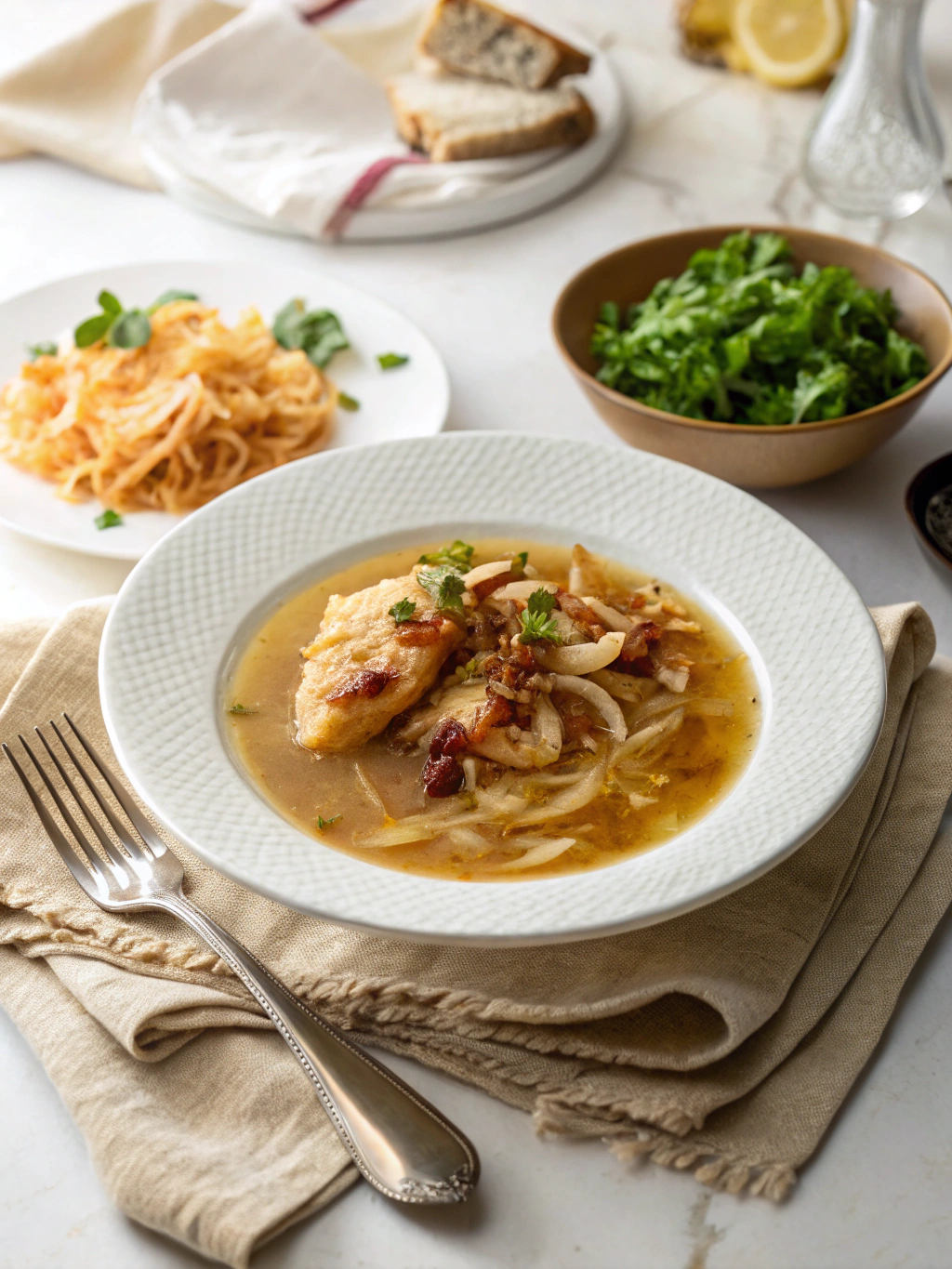 Caramelized Onion Chicken Soup serving suggestion
