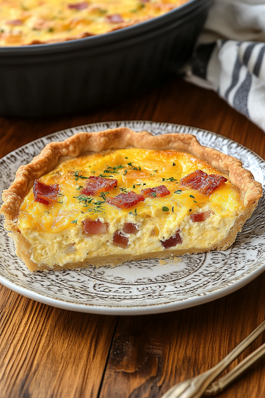 Cheesy Bacon Quiche Recipe Final Dish Presentation