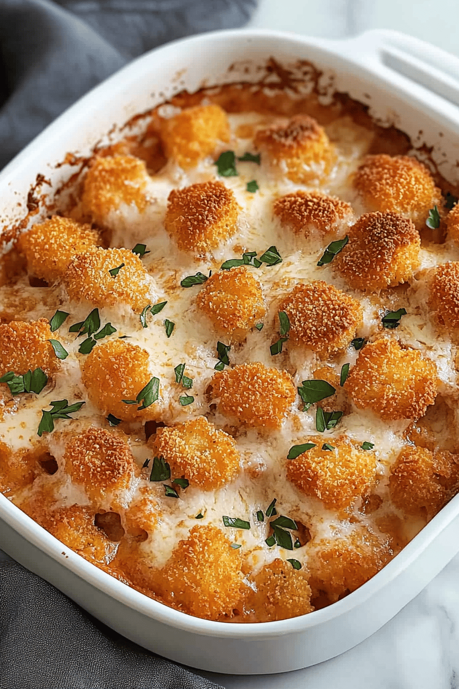 Chicken Nugget Casserole Recipe Final Dish Presentation
