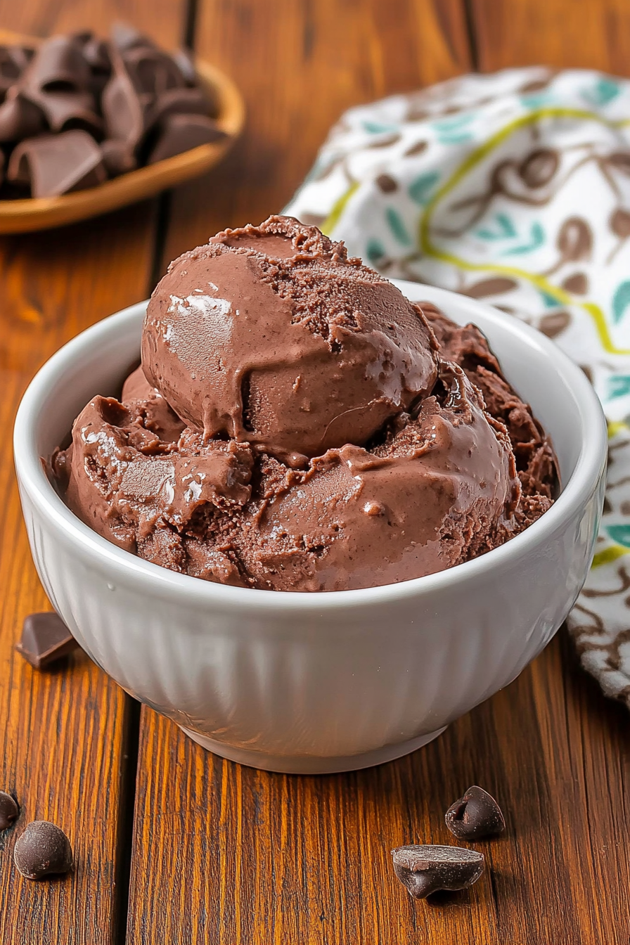 Chocolate Cottage Cheese Ice Cream Final Dish Presentation