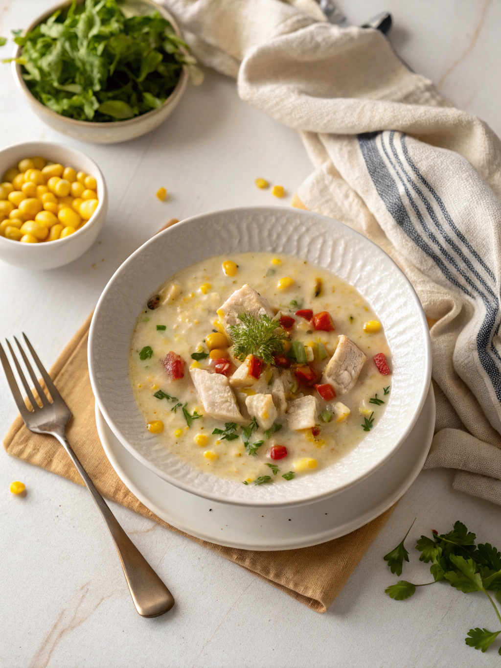 Chunky Chicken Corn Chowder serving suggestion