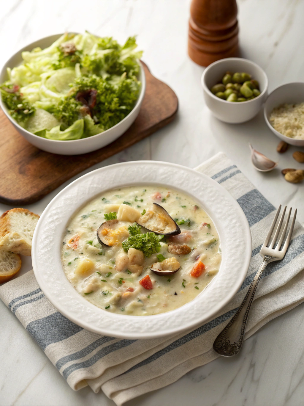 Chunky Clam Chowder Recipe serving suggestion