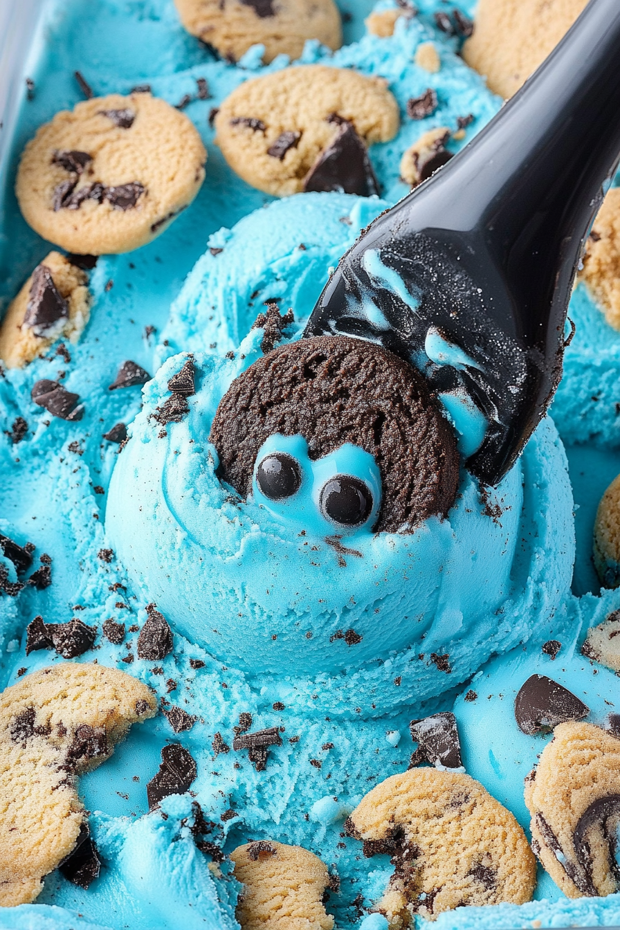 Cookie Monster Ice Cream Final Dish Presentation