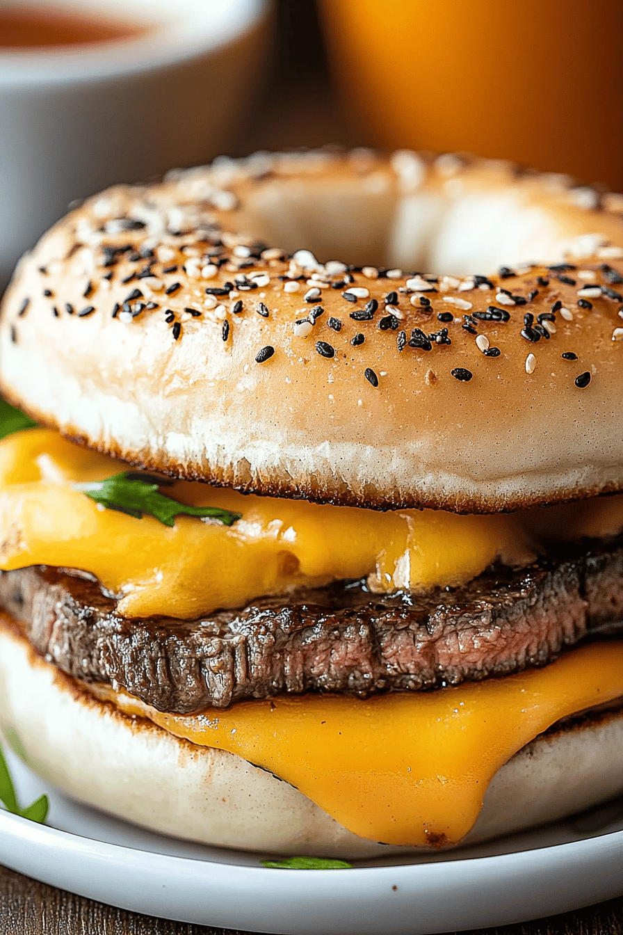 Copycat McDonald's Steak Bagel Final Dish Presentation