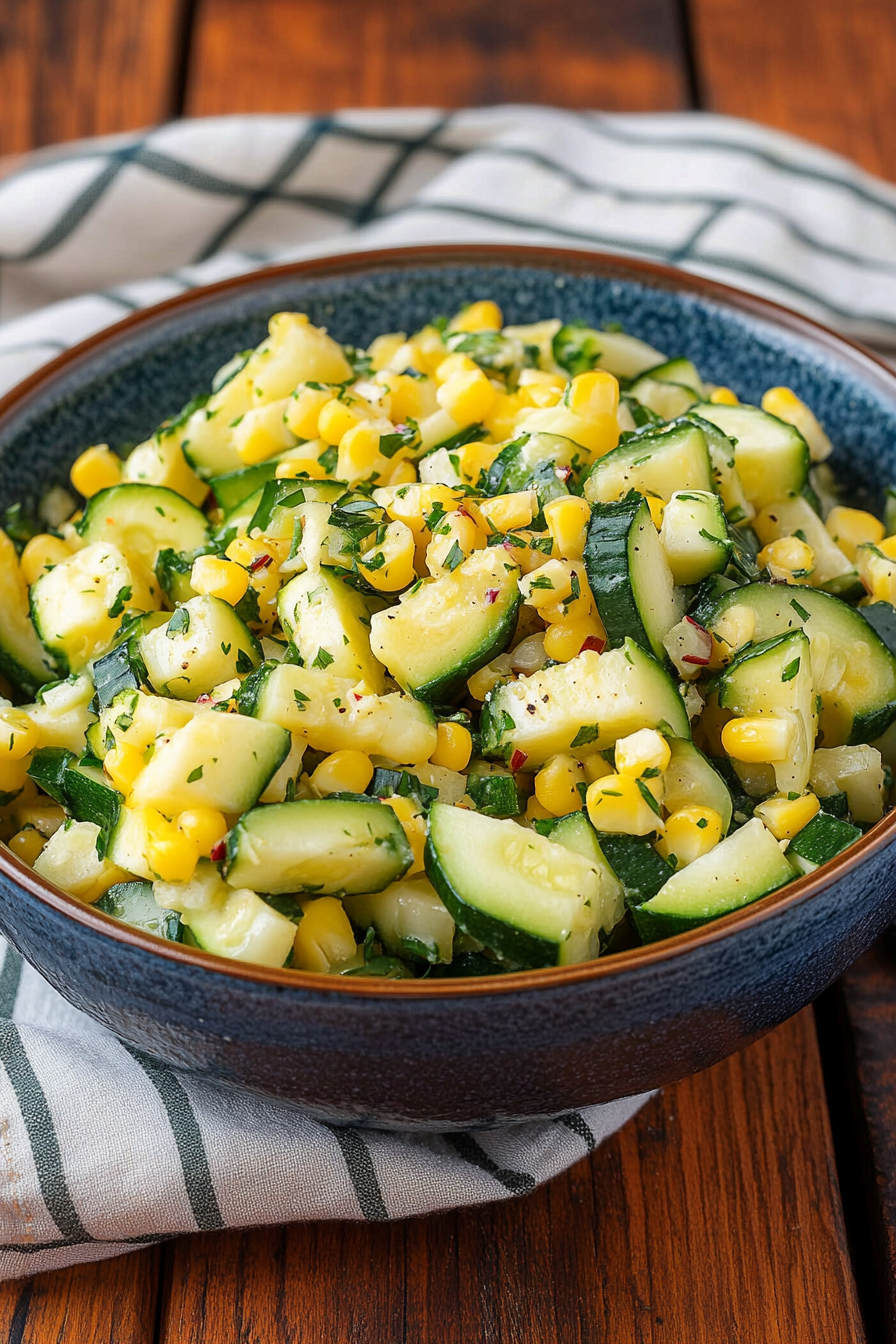 Corn Zucchini Salad Final Dish Presentation