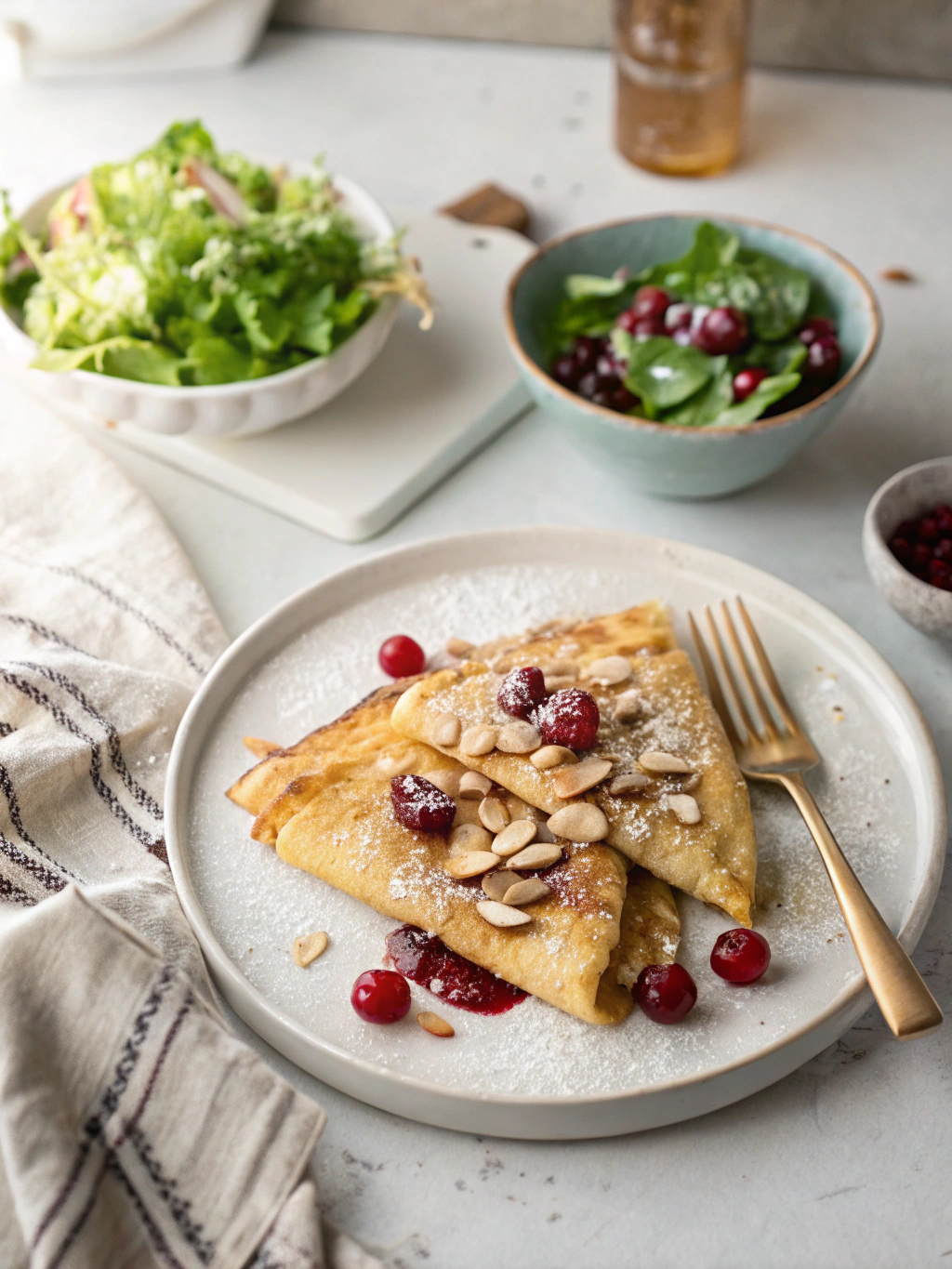 Cranberry Almond German Pancakes serving suggestion