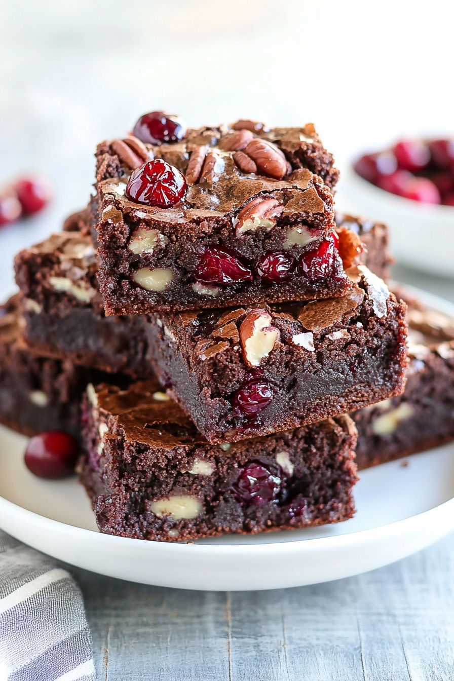 Cranberry Pecan Brownies Final Dish Presentation