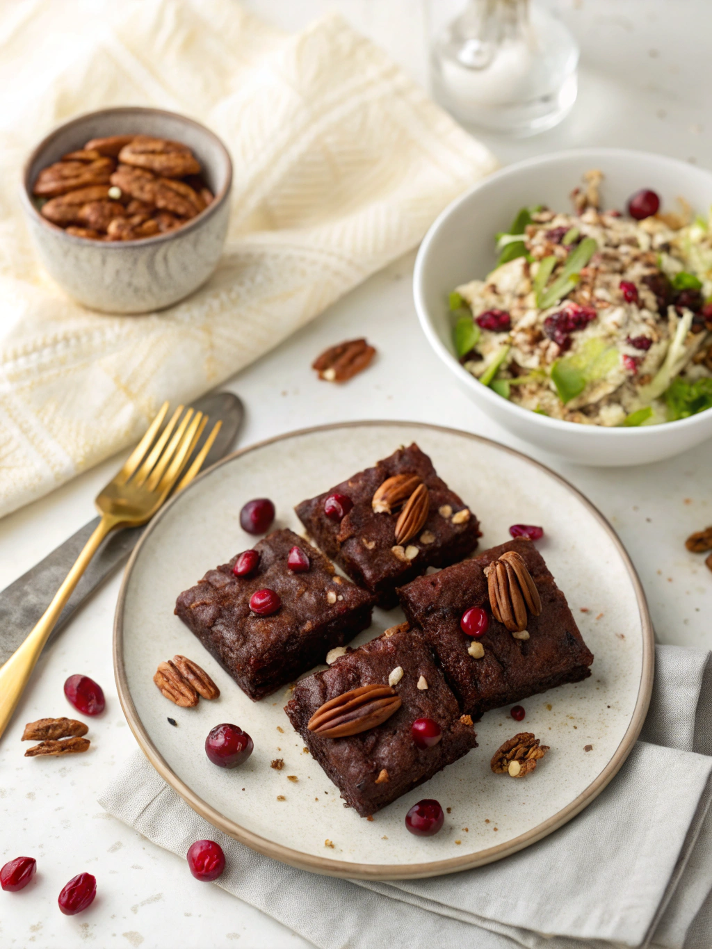 Cranberry Pecan Brownies serving suggestion