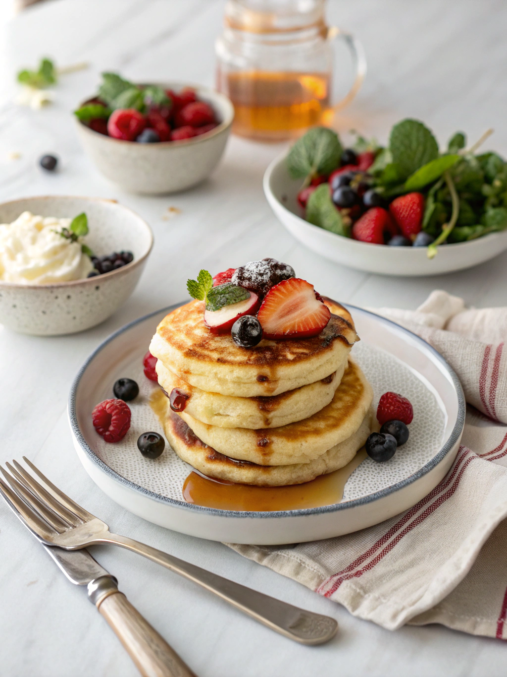 Cream Cheese Pancakes serving suggestion
