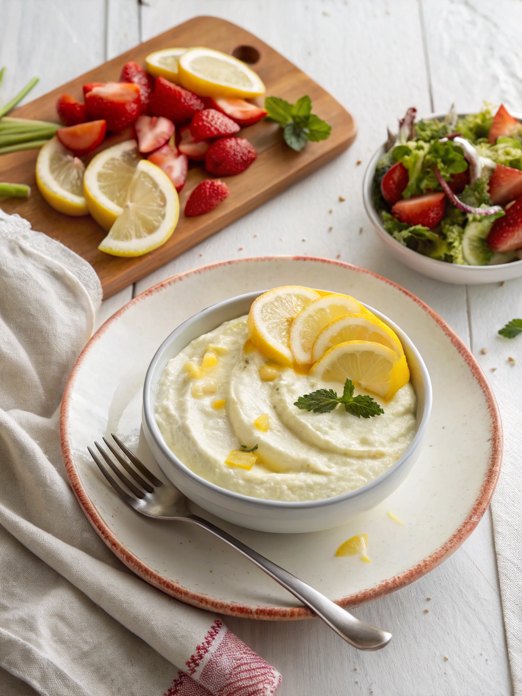 Creamy Lemon Fruit Dip serving suggestion