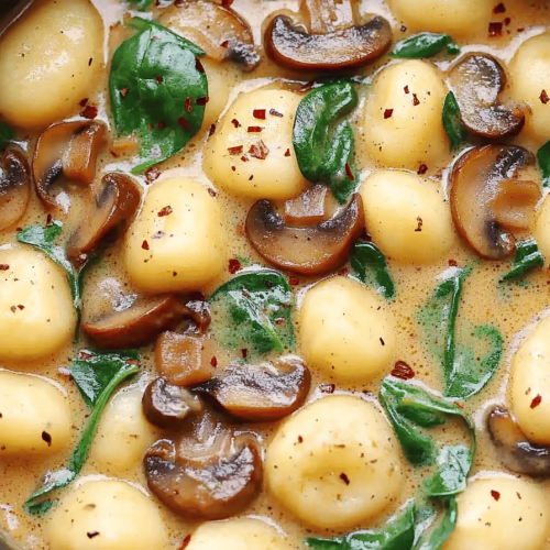 Creamy Spinach Mushroom Gnocchi