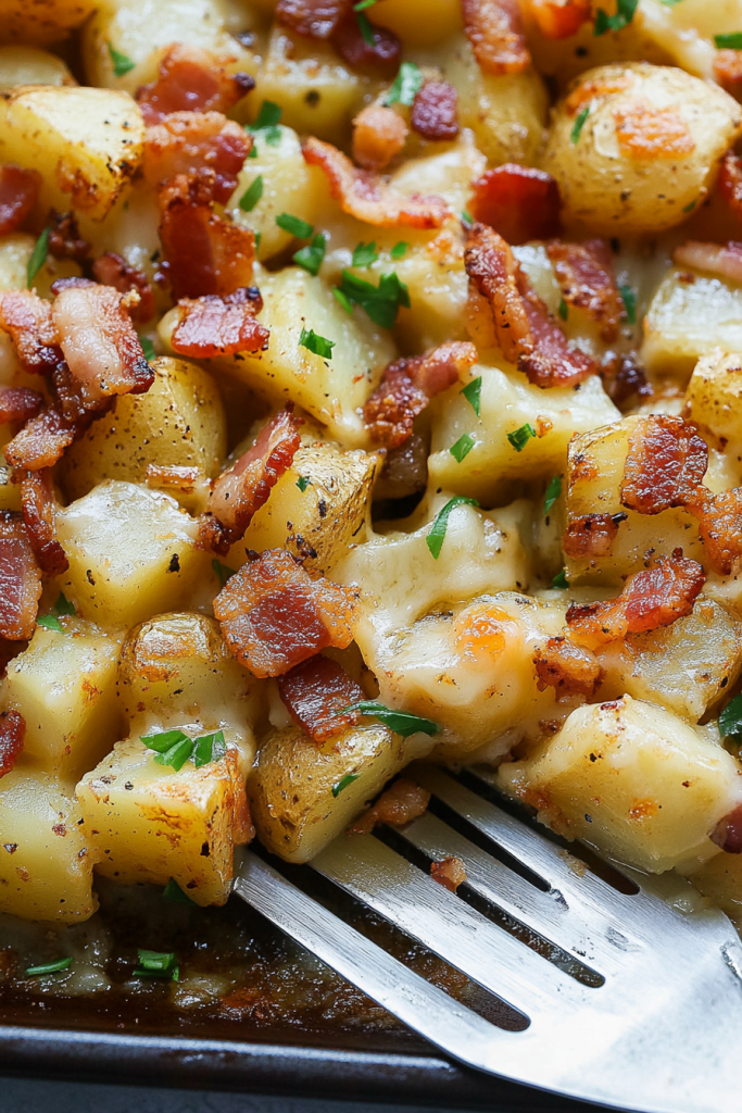Crispy Cheese Bacon Potatoes