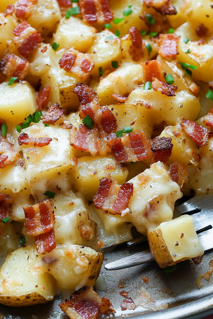 Crispy Cheese Bacon Potatoes Final Dish Presentation