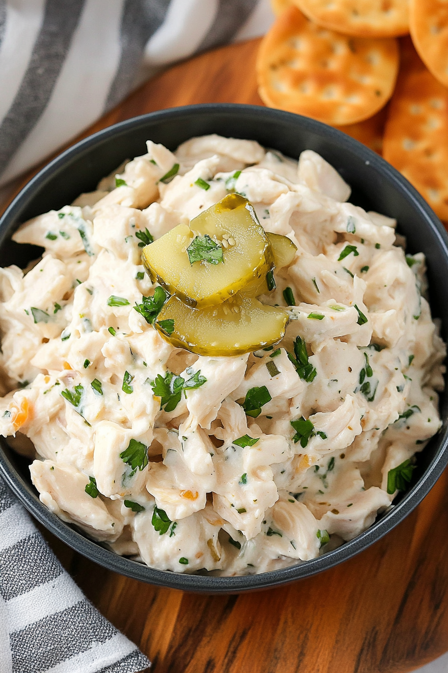 Dill Pickle Chicken Salad Final Dish Presentation