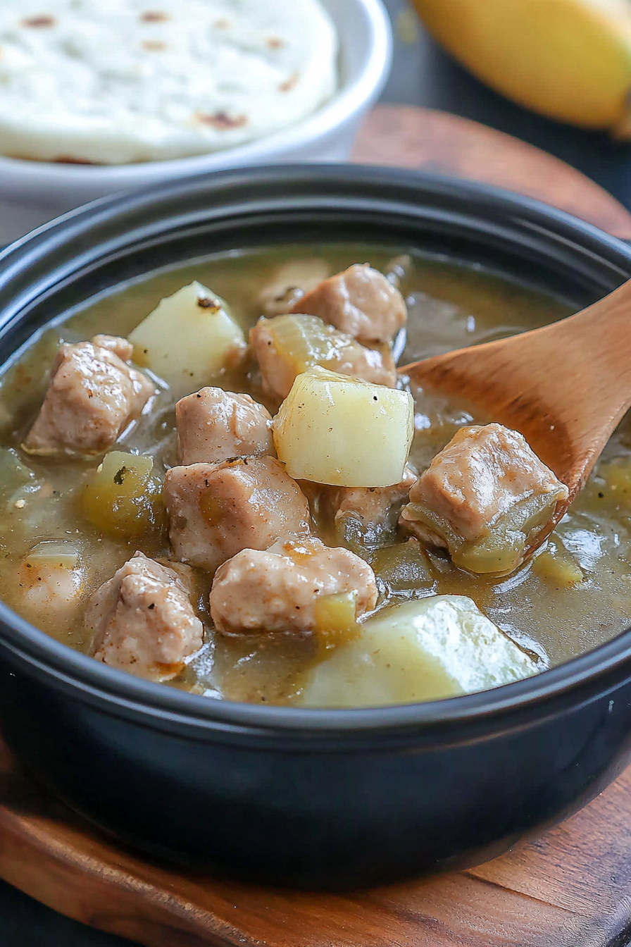 Green Chile Stew Recipe Final Dish Presentation