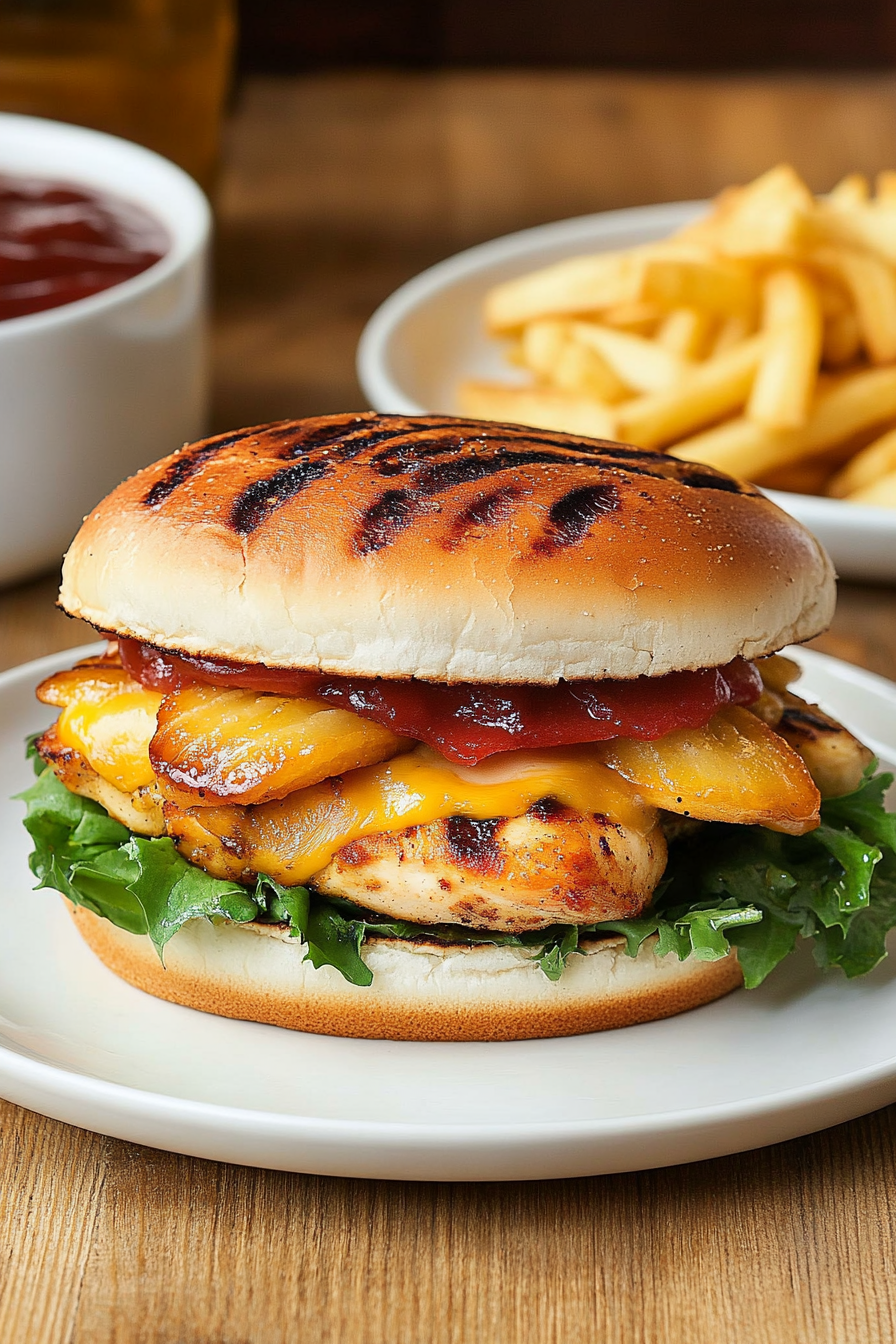Hawaiian Grilled Chicken Sandwiches Final Dish Presentation