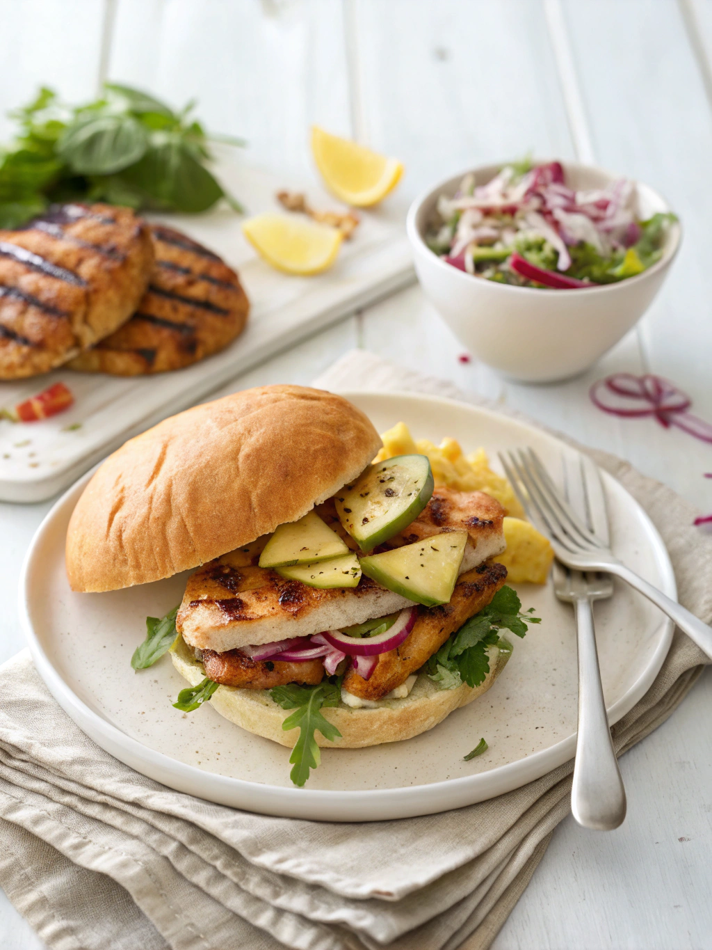 Hawaiian Grilled Chicken Sandwiches serving suggestion