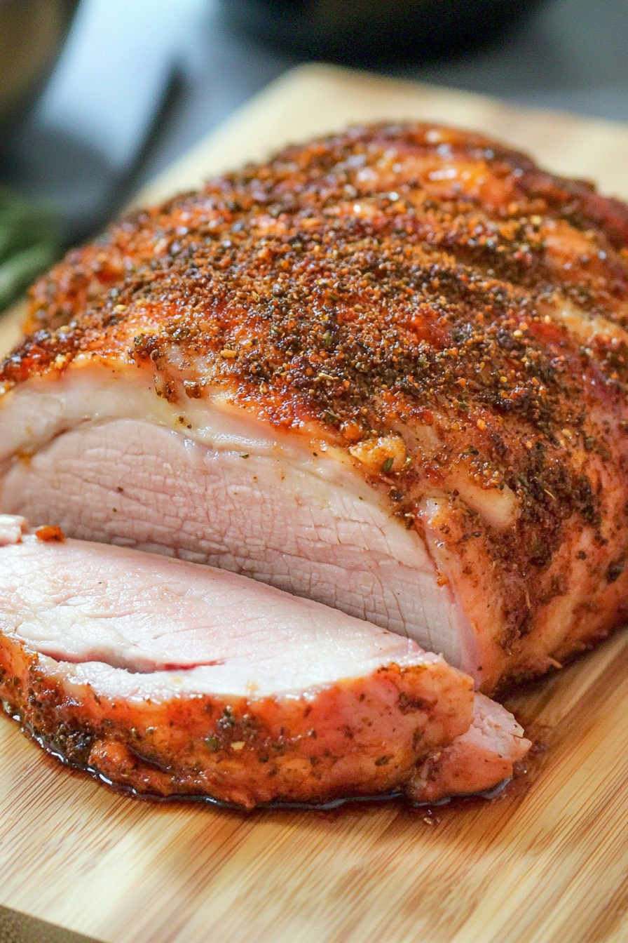 Herb Rubbed Sirloin Pork Roast Final Dish Presentation