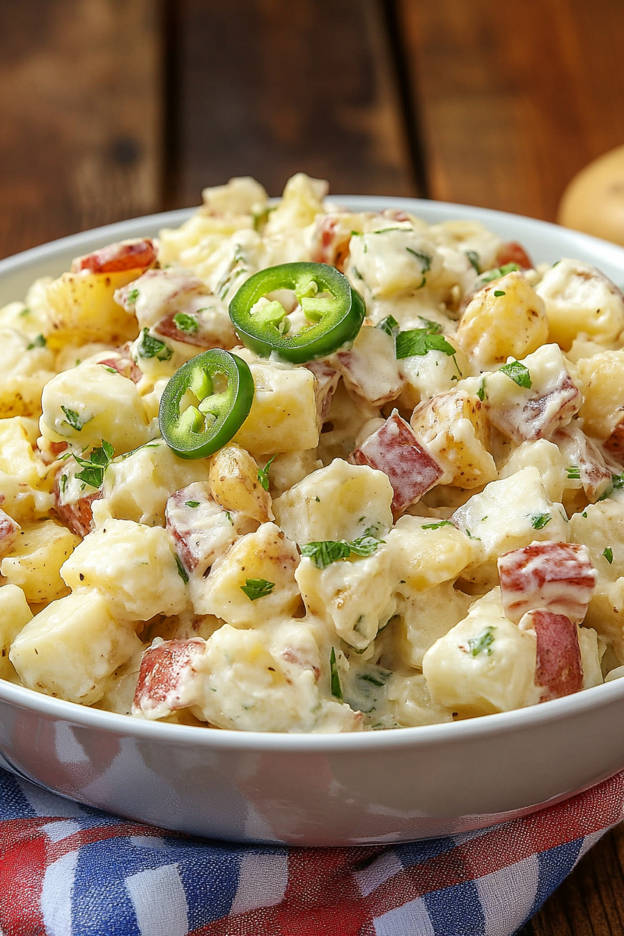 Jalapeno Potato Salad Final Dish Presentation