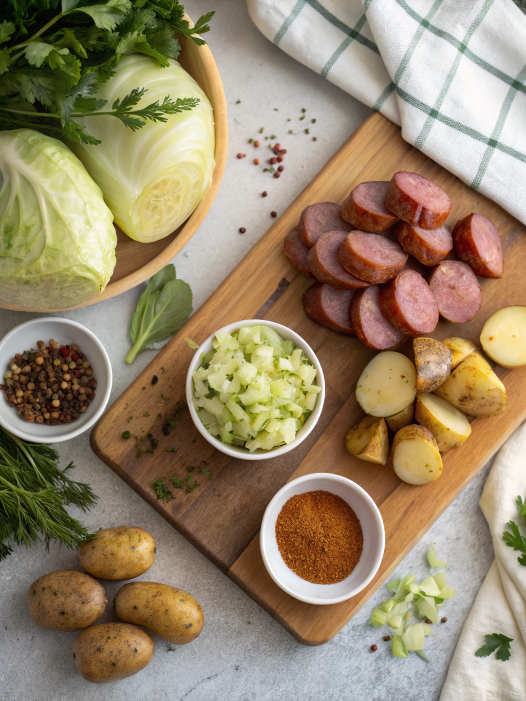 Kielbasa Cabbage Potato Skillet ingredients
