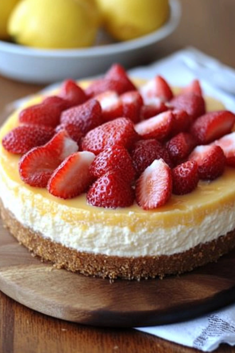 Layered Lemon Cheesecake Final Dish Presentation