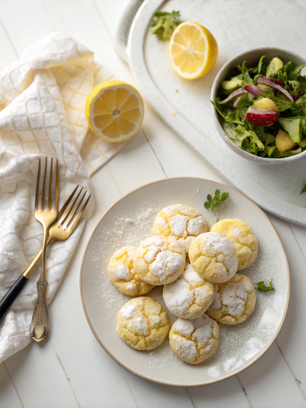 Lemon Crinkle Cookies serving suggestion