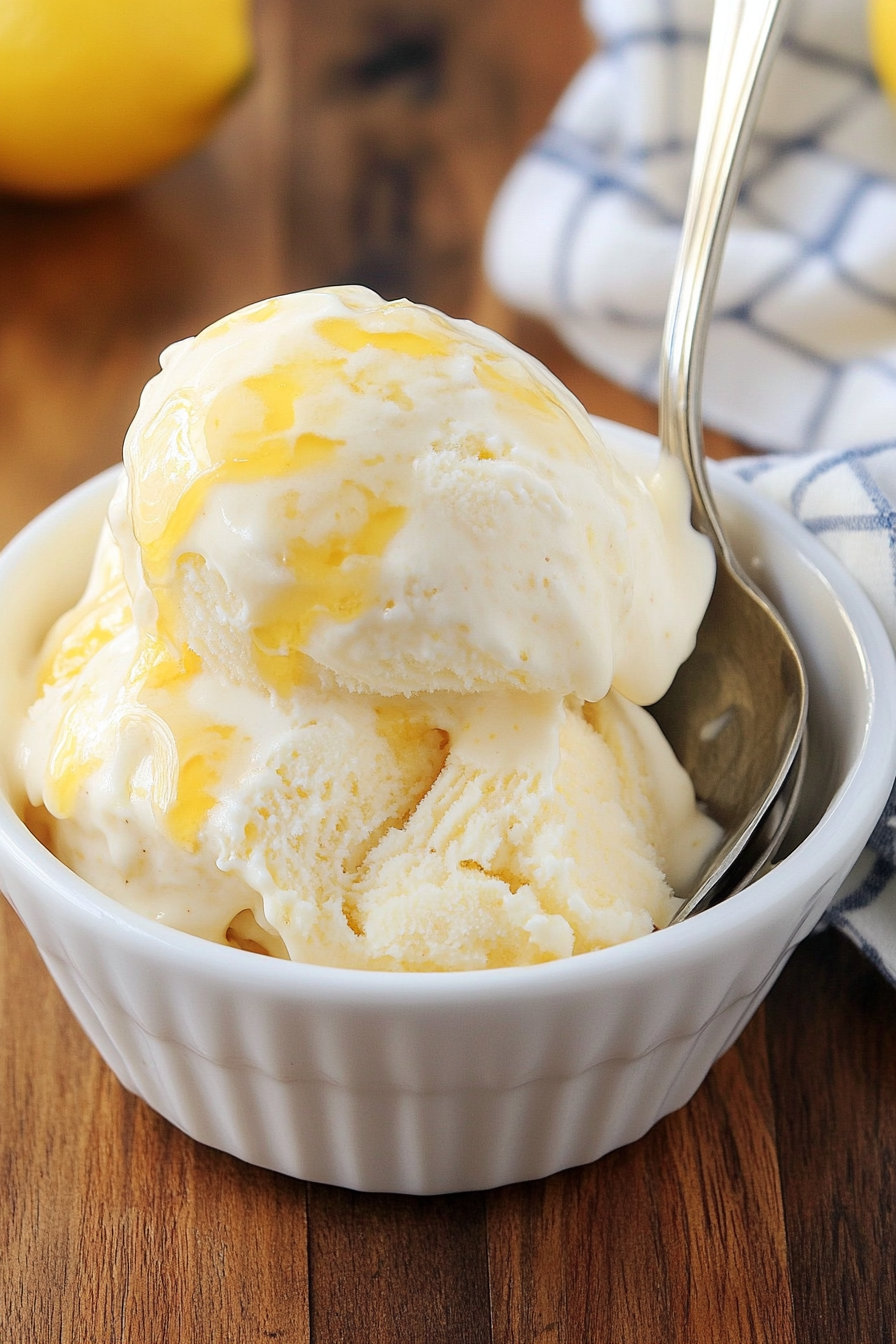 Lemon Curd Ice Cream Final Dish Presentation