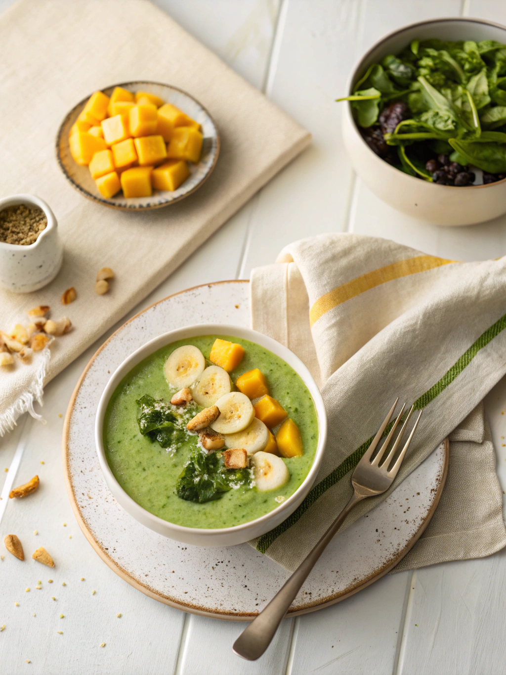 Mango Banana Spinach Smoothie serving suggestion
