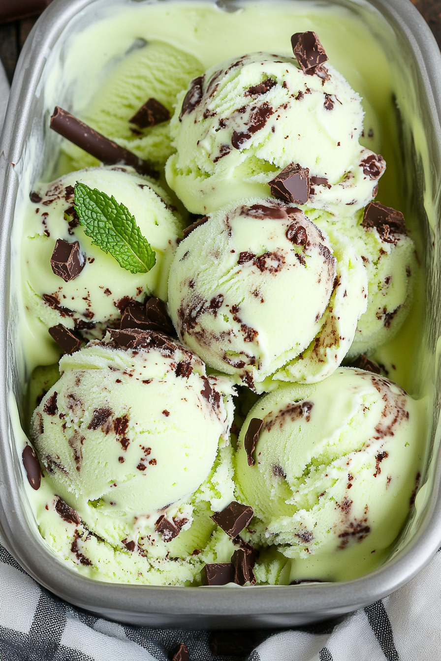 Mint Chocolate Chip Ice Cream Final Dish Presentation